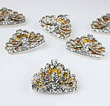 Патч шейкер декор серединка для шпильок і бантиків "Корона ажур" срібло золото, набір 2 шт., фото 4