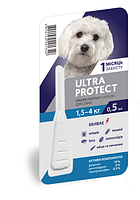 Ультра Протект Ultra Protect для собак вагою 1,5-4 кг краплі від бліх та кліщів, 1 піпетка