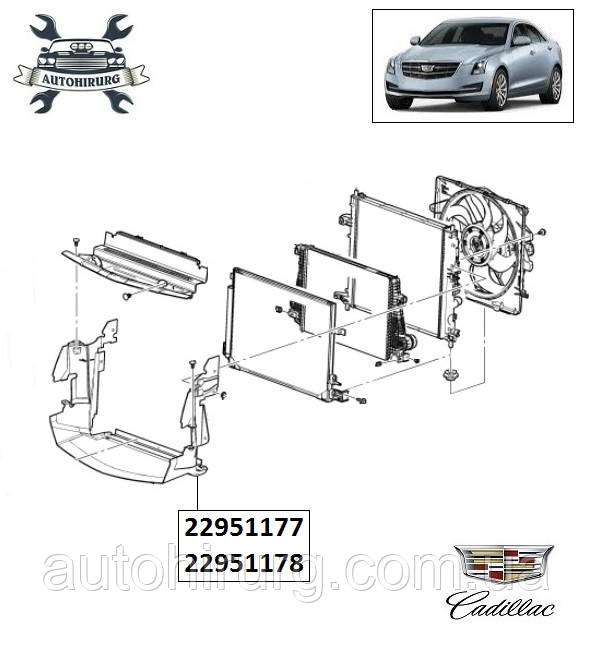 Дифузор радіатора Cadillac ATS 22951177 / 22951178