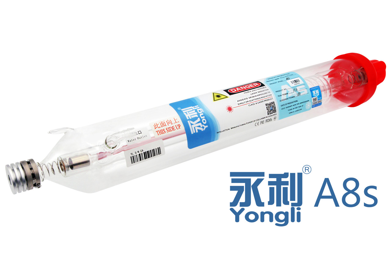 Лазерна трубка CO2 Yongli A8s 150 Вт для верстата з ЧПУ, лазерний випромінювач CO2
