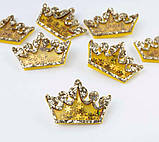Патч шейкер декор серединка для шпильок і бантиків "Корона класика" золото, набір 2 шт., фото 3