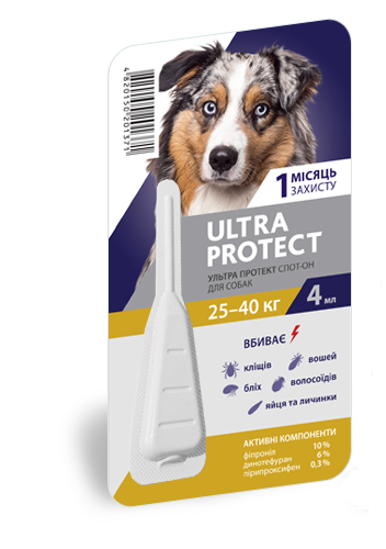 Ультра Протект Ultra Protect для собак вагою 25-40 кг краплі від бліх та кліщів, 1 піпетка