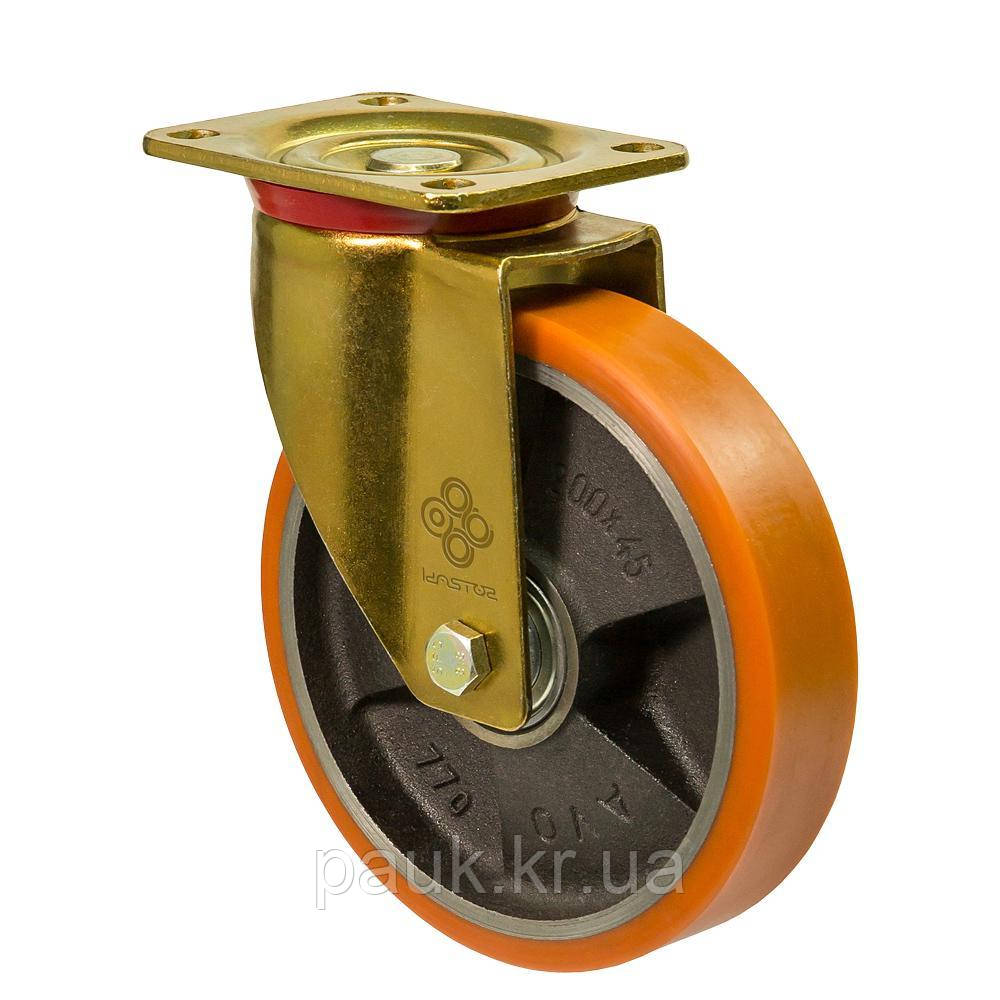 Колесо 5502-МТ-250-B, Ø 250 мм, 55 Medium Top, колесо з поворотним кронштейном, чавунне колесо для вантажного обладнання, фото 1