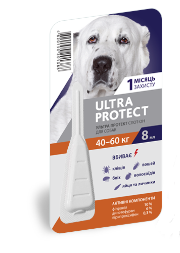 Ультра Протект Ultra Protect для собак вагою 40-60 кг краплі від блох і кліщів, 1 піпетка