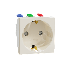 Розетка з заземленням зі шторками 16А самозатискні клеми Бежева Unica New NU305744