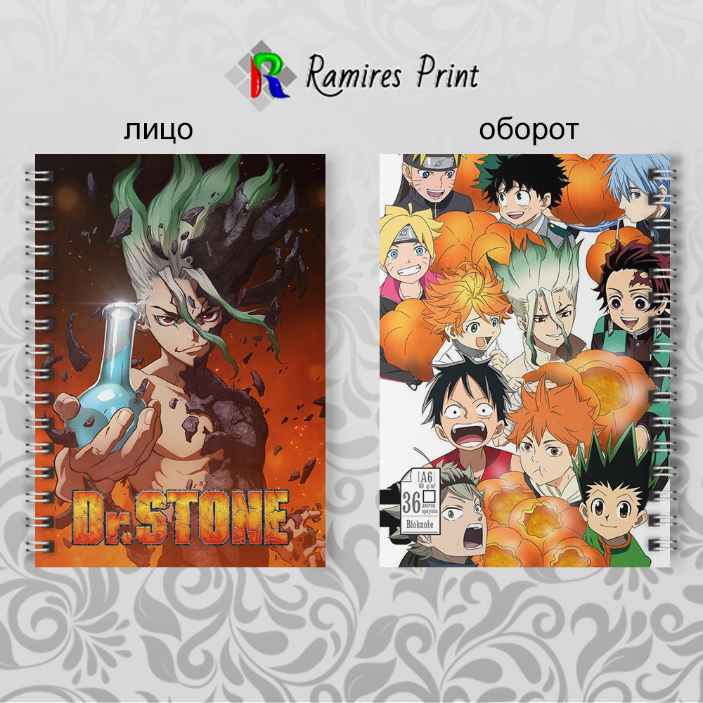 Блокнот на пружині 36 чистих аркушів Dr. STONE