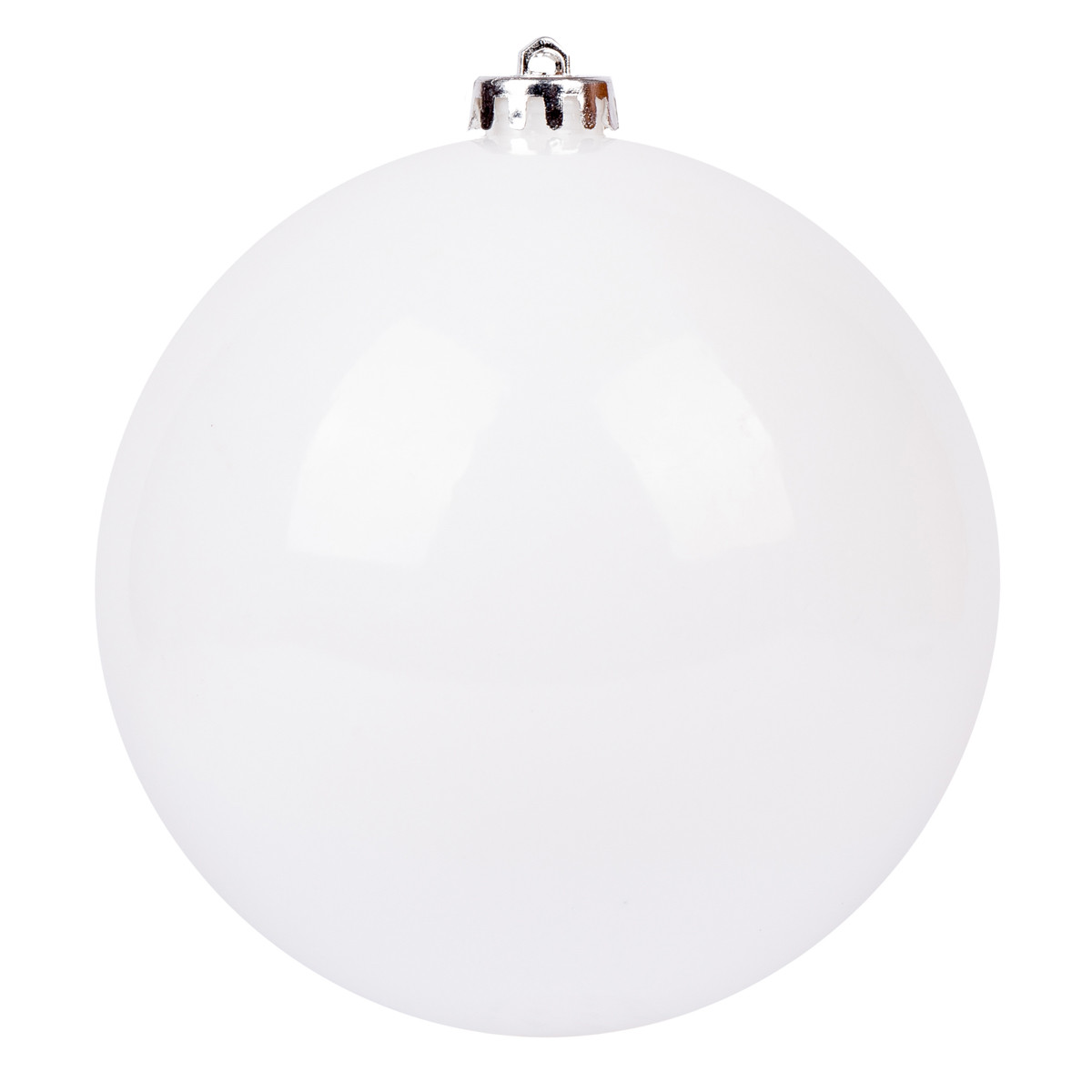 Новорічна куля Novogod'ko, пластик, 15 cм, біла, глянець, фото 1