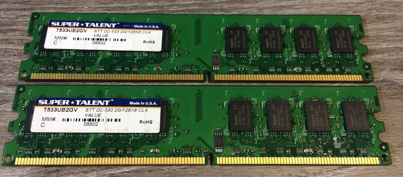 Комплект на 4GB (2x2GB) DDR2 533MHz PC2 4200U CL4 Super Talent (Intel/AMD) RAM Оперативна пам'ять