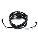 Шкіряний браслет пентаграма з пентаграмою у вогні з Надприродне амулет оберіг еко-шкіра чорний колір, фото 2