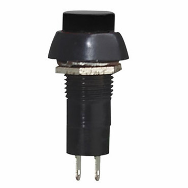 Кнопка середня PBS-11В без фіксації OFF-(ON) TCOM, 2pin, 1 А, 250V, чорна, фото 1