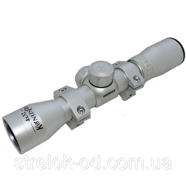 Оптичний приціл KONUS KONUSPRO компакт 4x32 30/30 (з кільцями, сріблястий)