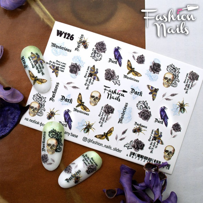 Слайдер дизайн Написи - водні наклейки для нігтів Fashion Nails W126