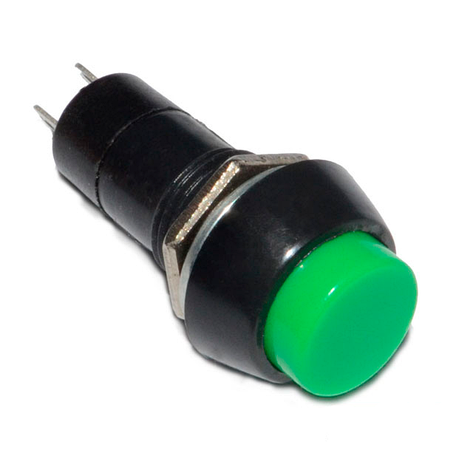 Кнопка середня PBS-11В без фіксації OFF-(ON) TCOM, 2pin, 1А, 250V, зелена, фото 1