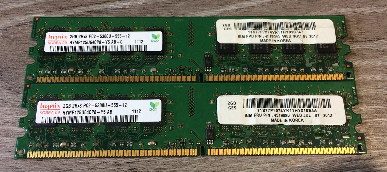 Комплект на 4GB (2 x 2GB) DDR2 667 MHz PC2 5300U 2Rx8 Hynix (Intel/AMD) RAM Оперативна пам'ять