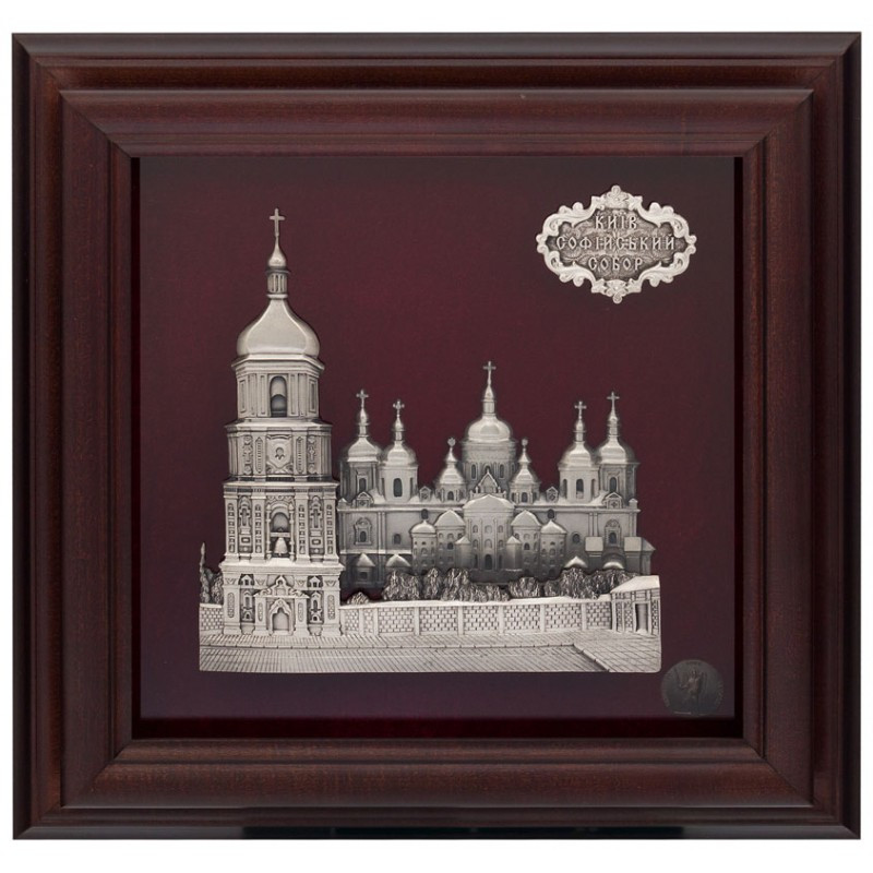 Об'ємна декоративна картина під склом із рамкою з натурального дерева "Київ. Софійський Собор", фото 1