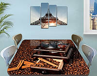 Силиконовая скатерть на стол с фотопечатью Кофемолка и кофе 60 х 100 см (1,2 мм)