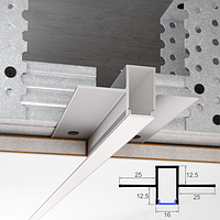 LED-профиль теневого шва для потолков из гипсокартона Sintezal APTL-25, 16х25х2500мм. Чёрный