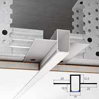 LED-профіль тіньового шва для стель з гіпсокартону Sintezal APTL-25, 16х25х2500мм. Чорний