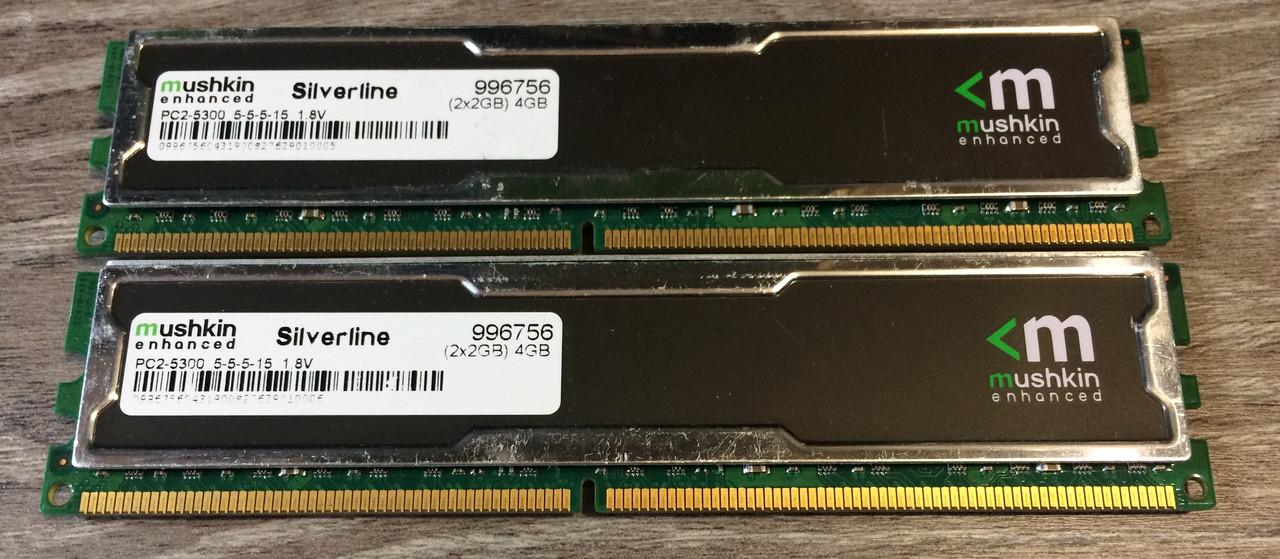 Комплект на 4GB (2 x 2GB) DDR2 667 MHz PC2 5300U 2Rx8 Mushkin (Intel/AMD) RAM Оперативна пам'ять