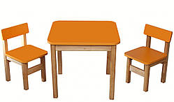 Еко набір дерев'яний стіл і стільчики помаранчевий