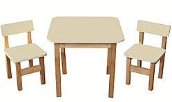 Еко набір дерев'яний стіл і стільчики ваніль