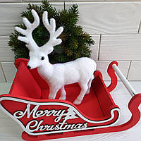 Олень білий великий, висота 21 см, довжина 14