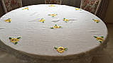 Скатертина кругла лляна сірого кольору "Соняшна" ручна вишивка 174см, фото 4
