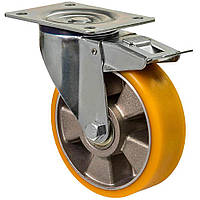 Колесо 5604-N-080-B, Ø 80 мм, 56 Norma, поворотное колесо с тормозом, колесо из алюминия, шина полиуретан