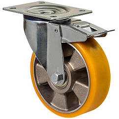 Колесо 5604-N-200-B, Ø 200 мм, 56 Norma, поворотне колесо з гальмом, колесо з алюмінію, шина поліуретан, кульковий підшипник