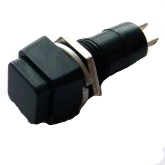 Кнопка середня квадратна PBS-12А з фіксацією ON-OFF TCOM, 2pin, 1 А, 250V, чорна, фото 1