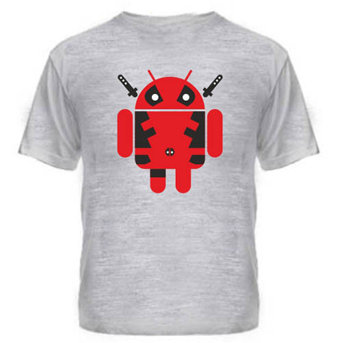 Молодіжна футболка річна з принтом Дэдпул андроїд
