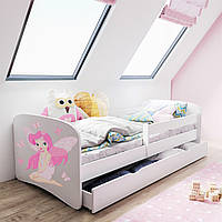 Дитяче ліжко односпальне 160 х 80 Kocot Kids Baby Dreams Фея з метеликами біле з шухлядою Польща