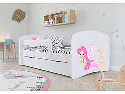 Дитяче ліжко односпальне 160 х 80 Kocot Kids Baby Dreams фея з крилами біле з шухлядою Польща