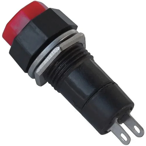 Кнопка середня PBS-14А з фіксацією ON-OFF TCOM, 2pin, 1 А, 250V, червона, фото 1