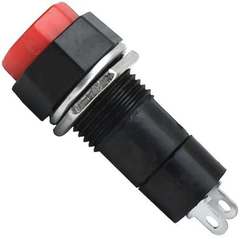 Кнопка середня PBS-14В без фіксації OFF-(ON) TCOM, 2pin, 1 А, 250V, червона, фото 1