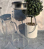 Глечик скляний 1.8 л із металевою кришкою Edenberg EB-19572 Термостійкий скляний чайник-глечик Графін, фото 9