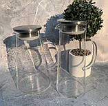 Глечик скляний 1.8 л із металевою кришкою Edenberg EB-19572 Термостійкий скляний чайник-глечик Графін, фото 8