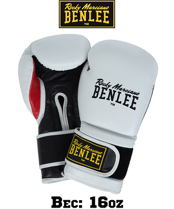 Боксерські рукавиці тренувальні Benlee SUGAR DELUXE 16oz, шкіряні, білі, фото 1