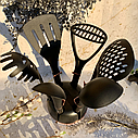 Набір кухонного приладдя 7 предметів на підставці Edenberg EB-3607-черн / Поварешеки нейлон, фото 4