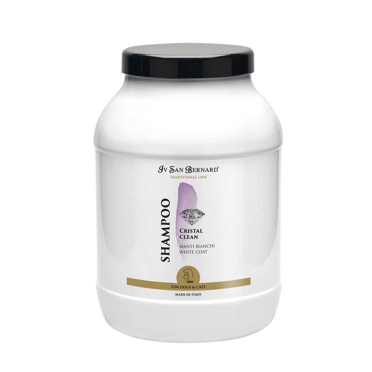 Шампунь Iv San Bernard Cristal Clean для котів і собак для білої вовни, усуває жовті плями, 3л