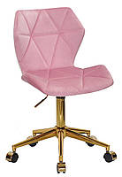 Стілець Torino GD-Modern Office рожевий фрез 1025 велюр на золоті хрестовини з коліщатками, фото 2