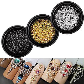 Металеві бульонки-кульки різних розмірів для 3d дизайну на нігтях (3 кольори в асортименті)
