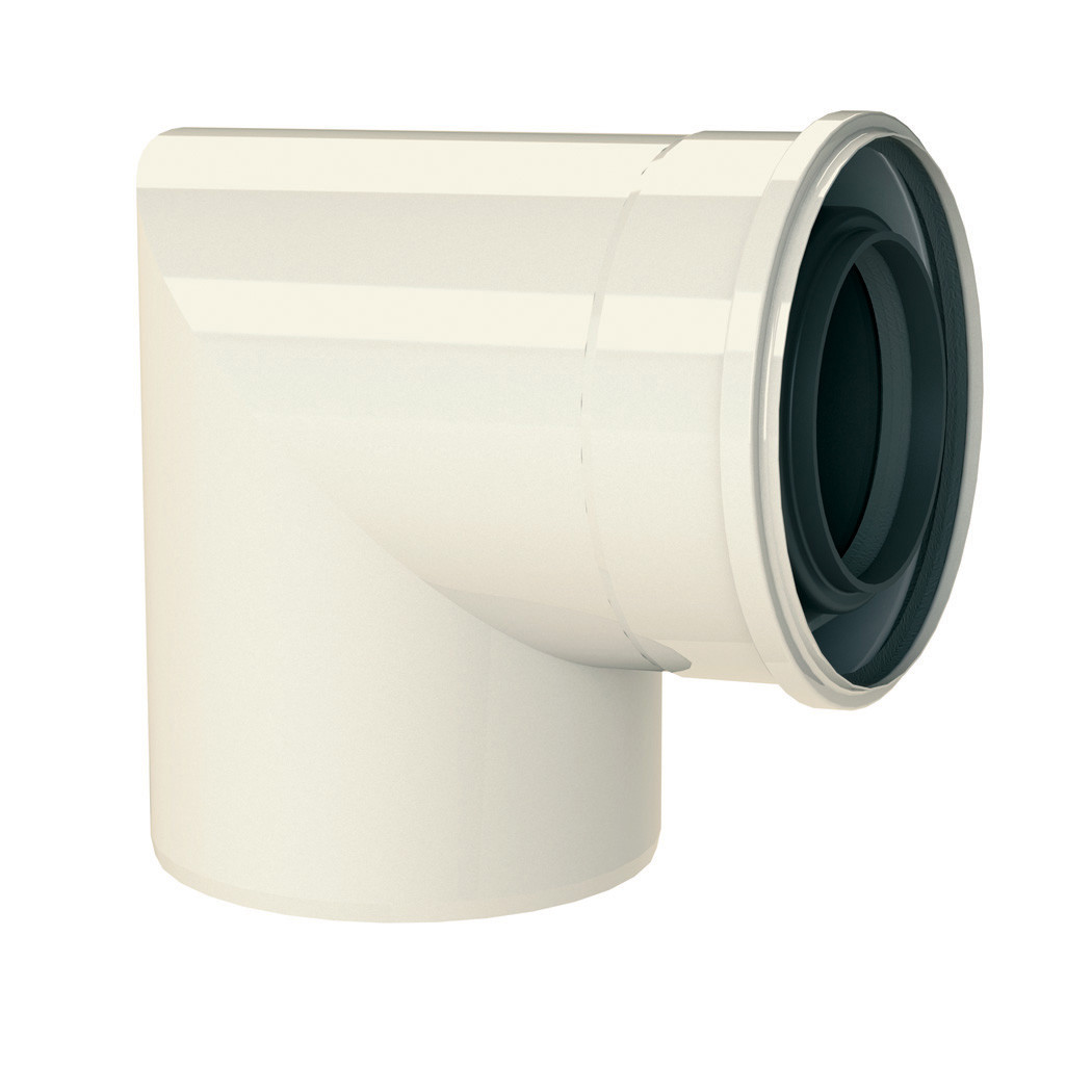 Коаксіальне коліно димоходу для конденсаційного котла ф80/125, 90 г, Almeva
