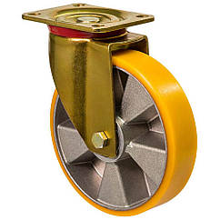 Колесо 5602-MТ-127-B, Ø 125 мм, 56 Medium Top, посилене колесо поворотне з кронштейном, кульковий підшипник, алюміній/поліуретан