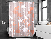 Тканинна штора для ванної кімнати FIORI ROSSO з кільцями. Розмір 180*180
