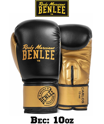 Боксерські рукавиці тренувальні Benlee CARLOS 10oz, чорно-золоті, фото 1