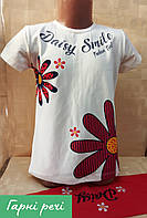 Детский комплект нарядный футболка и бриджи Цветы для девочки 6-7 лет