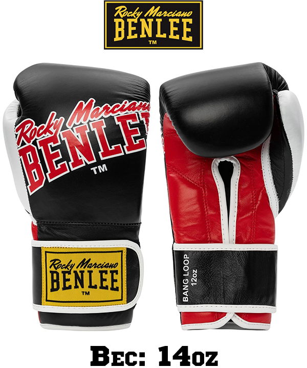 Боксерські рукавички Benlee BANG LOOP 14oz, шкіряні, чорно-червоні