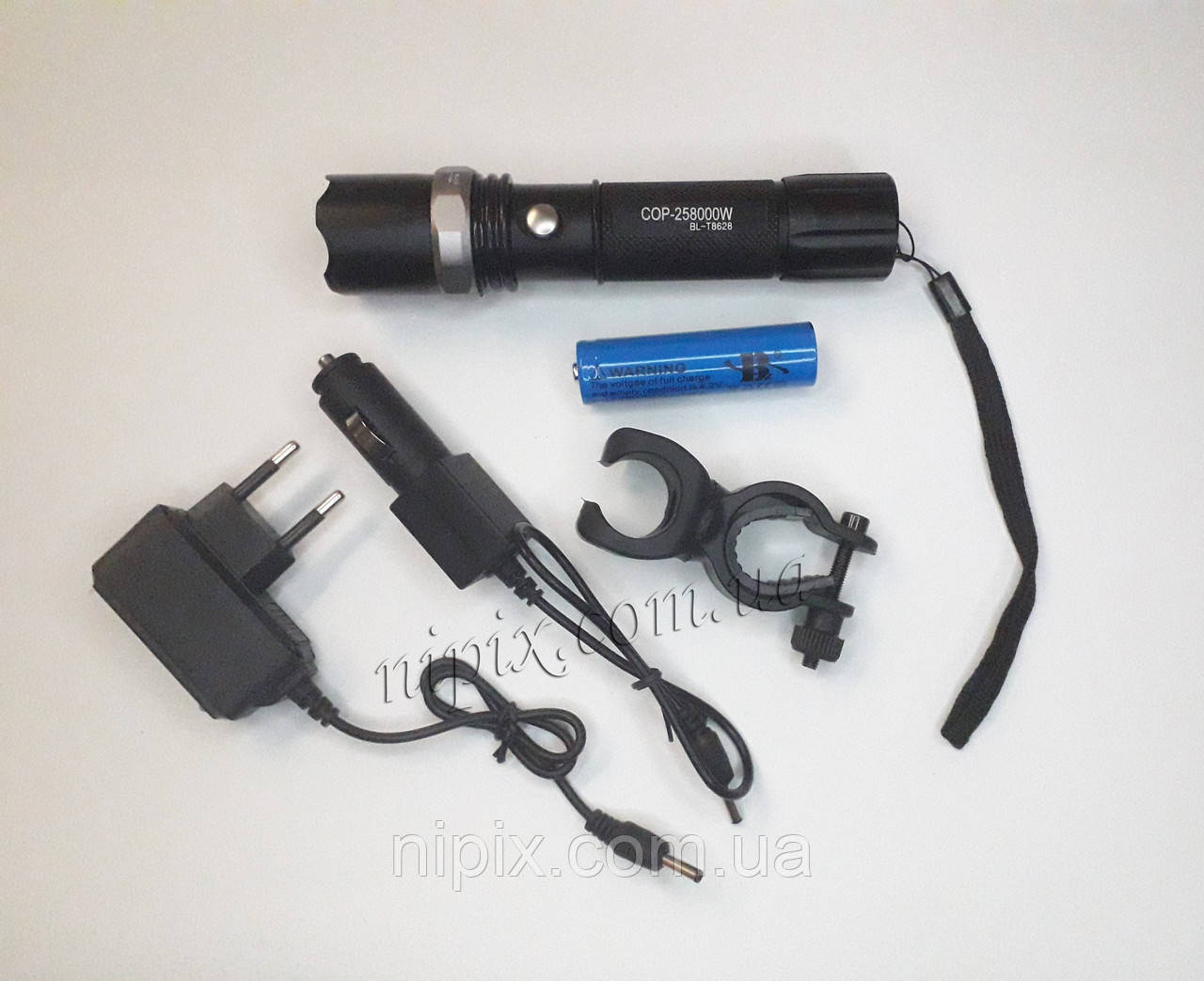 Ліхтарик акумуляторний тактичний з кріпленням на велосипед BL-T8628