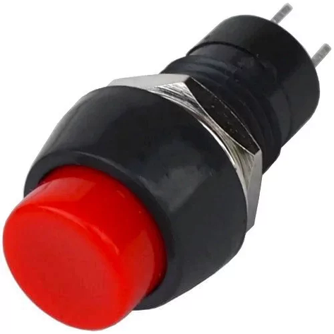 Кнопка PBS-20B-2 без фіксації OFF-(ON) TCOM, 2pin, 1 А, 250V, червона, фото 1